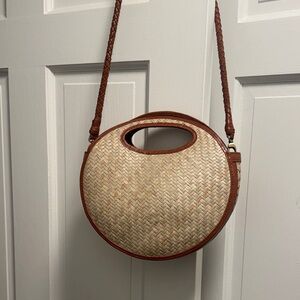 Bembien Kora Rattan Woven Tan and Brown Handbag